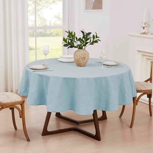 IZOD - Round Tablecloth, Decorative Tabletop Accessories, Holiday Home Decor (Chadwick Sky Blue, 70") - Image 2