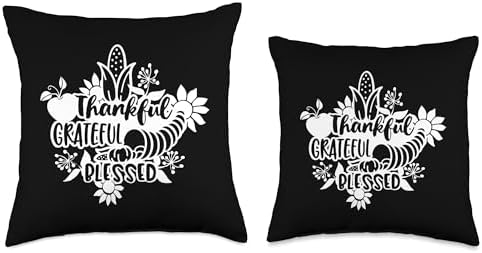 Thankful Grateful Blessed Thanksgiving Fall Autumn Throw Pillow - Image 3