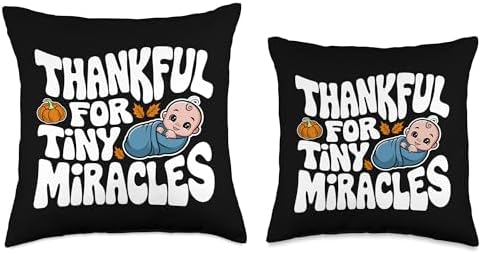 Thankful For Tiny Miracles, Family Kids Thanksgiving Throw Pillow - Image 3