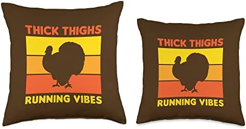 Thanksgiving Running Turkey Trot Thick Thighs Running Vibes Throw Pillow - Image 3