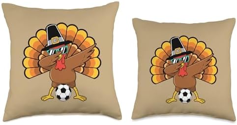 Goal for Gravy! Funny Turkey Soccer Thanksgiving Design Throw Pillow - Image 3
