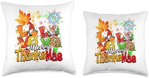 Merry Thanksmas Thanksgiving Christmas Leopard Gnomes Lover Throw Pillow - Image 3