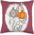 Its Fall Yall for Women Pumpkin Mom Cute Thanksgiving Throw Pillow by Unknown