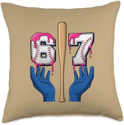 Thanksgiving Six Seven 67 Meme Baseball Turkey Day Funny Six Throw Pillow by Unknown