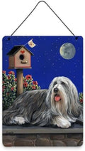 Caroline's Treasures PPP3018DS1216 Bearded Collie Moon Shine Wall or Door Hanging Prints Aluminum Metal Sign Kitchen Wall Bar Bathroom Plaque Home Decor Front Door Plaque, 12x16, Multicolor
