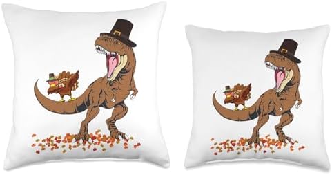 Coolest Turkey Trex Dinosaur Happy Thanksgiving Boys Funny Throw Pillow - Image 3