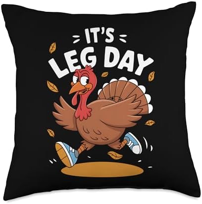 Funny Turkey Exercise Workout Thanksgiving Women Its Leg Day Throw Pillow by Unknown