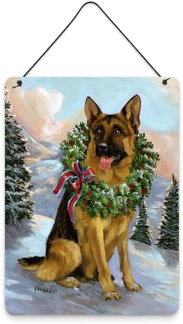 Caroline's Treasures PPP3098DS1216 German Shepherd Christmas Honor Wall or Door Hanging Prints Aluminum Metal Sign Kitchen Wall Bar Bathroom Plaque Home Decor Front Door Plaque, 12x16, Multicolor