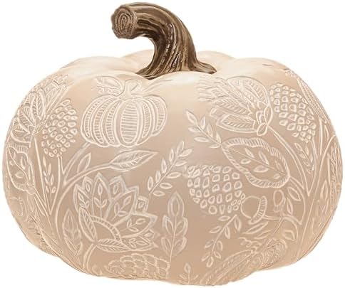 Boston International Pumpkin Thanksgiving Halloween Decorations for Home, Medium, Francis Cream Engraved by BostonInternational