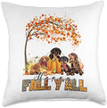Happy Fall Y'all Dachshund Lover Autumn Pumpkin Thanksgiving Throw Pillow by Unknown