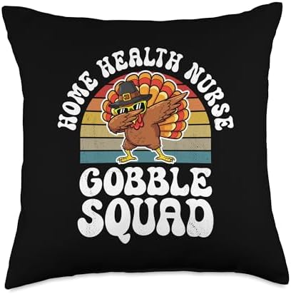 Thanksgiving Home Health Nurse Gobble Squad Turkey Throw Pillow by Unknown