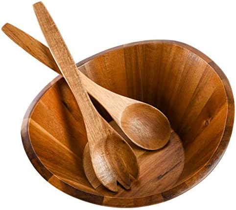 Gibson Home Sherwood 3-Piece Acacia Wood Salad Bowl Set, 32 Quart Large Serving Bowls, Natural Finish, Durable & Eco-Friendly - Image 5