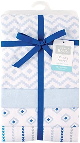 Hudson Baby Unisex Baby Cotton Flannel Receiving Blankets, Boy Modern, One Size - Image 2