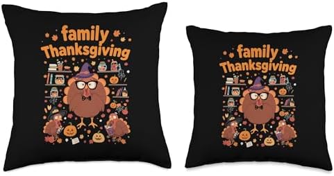 Funny Turkey Read Books Reading Happy Thanksgiving Teacher Throw Pillow - Image 3