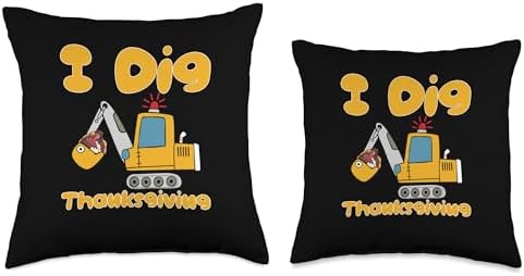 Funny Boys Bulldozer Excavator Toddler I Dig Thanksgiving Throw Pillow - Image 3