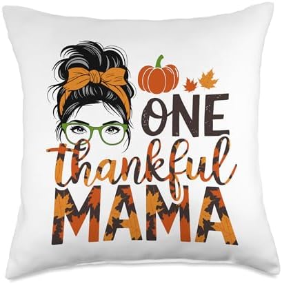 One Thankful Mama, Thankful For You, Happy Thanksgiving Throw Pillow by HadleyDesigns
