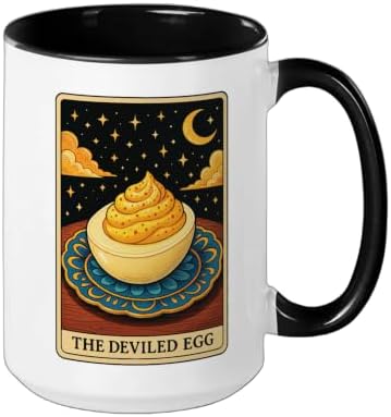 The Deviled Egg Tarot Card Ceramic Mug, Black/White, 15oz - Image 2