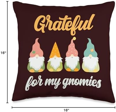 Grateful For My Gnomies Friendsgiving Thanksgiving Gnome Pun Throw Pillow - Image 4