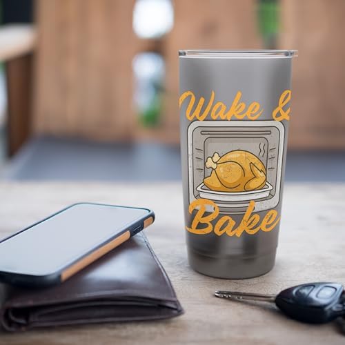 Wake & Bake for Home Cooks and Foodies on Thanksgiving Stainless Steel Insulated Tumbler - Image 7