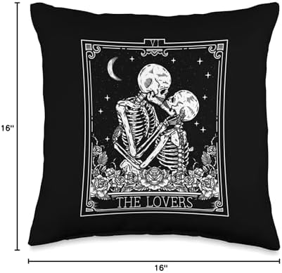 The Lovers Vintage Tarot Card Astrology Goth Halloween Women Throw Pillow