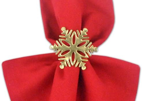 DII Christmas Thanksgiving Holiday Tabletop Décor Collection Decorative Napkin Ring Holder Set, 2.5" Diameter, Gold Snowflake, 6 Piece - Image 2