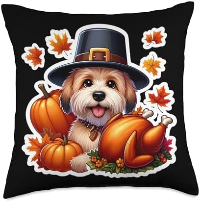 Thanksgiving Soft Coated Wheaten Terrier Dog Owner Funny Throw Pillow by Unknown