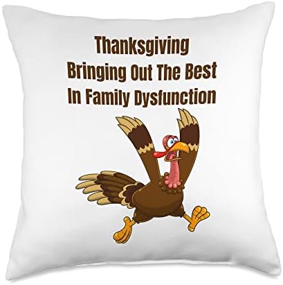 Funny Crazy Turkey Thanksgiving Day family dysfunction Throw Pillow by Unknown