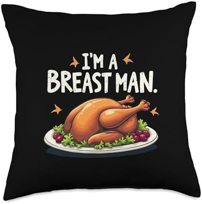 I'm a Breast Man Turkey Funny Thanksgiving Dinner For Dad Throw Pillow by Unknown
