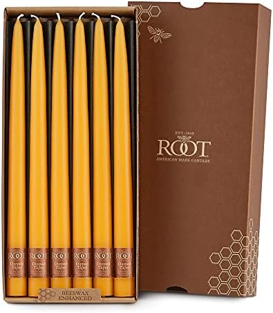 Root Candles 12-Count Unscented Hand-Dipped Tapers, 12-Inch, Butterscotch by RootCandles
