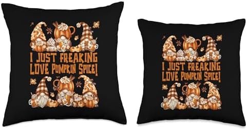 Funny Thanksgiving Gnome Freaking Loves Pumpkin Spice Throw Pillow - Image 3