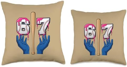 Thanksgiving Six Seven 67 Meme Baseball Turkey Day Funny Six Throw Pillow - Image 3