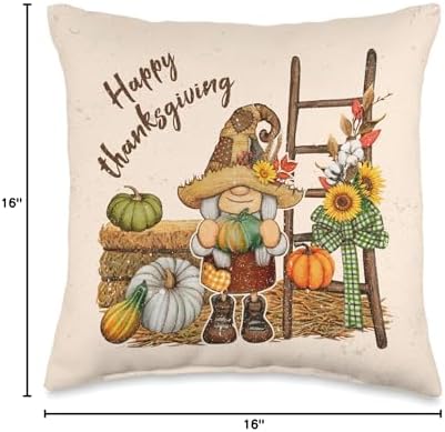 Happy thanksgiving, autumn gnomes with pumpkins Throw Pillow - Image 4