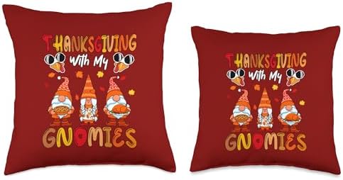 Thanksgiving with My Gnomies Three Gnomes Pie Roasted Turkey Throw Pillow - Image 3