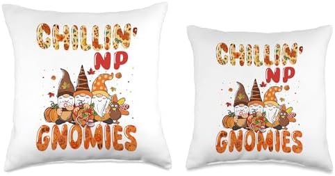 Chillin' With My NP Nurse Gnomies Thanksgiving Job Team Throw Pillow - Image 3