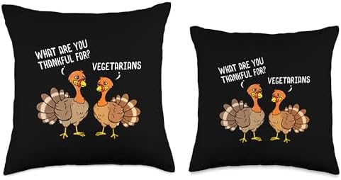Turkeys Talking Thankful Vegetarians Thanksgiving Vegan Throw Pillow - Image 3