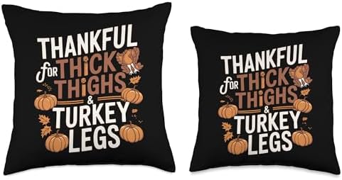 Thankful For Thick Thighs & Turkey Legs Thanksgiving Gym Throw Pillow - Image 3
