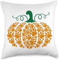 Halloween Pumpkin Dog Cat Paw Print Pet Lover Thanksgiving Throw Pillow by Unknown