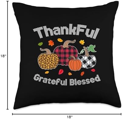 Thanksgiving Day Thankful Grateful Blessed Pumpkin Sweater Throw Pillow - Image 4