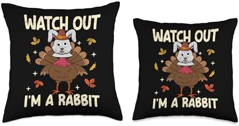 Thanksgiving Fake Rabbit Thanksgiving Turkey Rabbit Funny Throw Pillow - Image 3