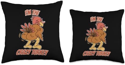 Cute Thanksgiving Eve Outfit Thanksgiving Products Thanksgiving Crazy Turkey Throw Pillow, 18x18, Multicolor - Image 3