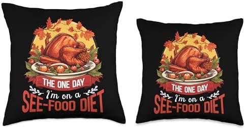 Thanksgiving Food Thanksgiving See Diet Turkey Food Cooking Costume Throw Pillow, 16x16, Multicolor - Image 3