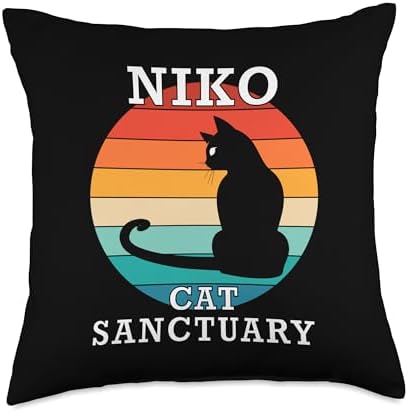 Niko Cat Sanctuary Group Family Reunion Name Throw Pillow by Unknown