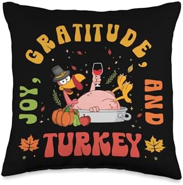 Happy Thanksgiving Day Celebration Turkey Throw Pillow by Unknown