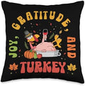 Happy Thanksgiving Day Celebration Turkey Throw Pillow by Unknown