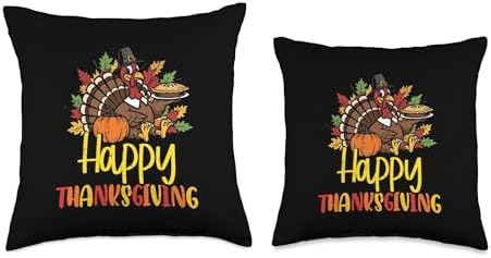 Happy Thanksgiving Turkey Pumpkin Pie Fall Women Men Kids Throw Pillow - Image 3