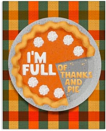 Full of Thanks and Pie Plaid, 24 x 30 Inch Canvas Wall Art by StupellIndustries