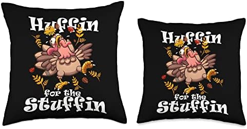 Huffin For The Stuffin Turkey Trot 5k Race Thanksgiving Throw Pillow - Image 3