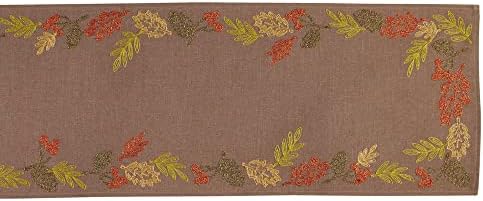 DII Fall Table Décor Embroidered Tabletop for Thanksgiving Dining, Table Runner, 14x70, Shimmering Leaves - Image 2