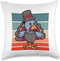 Thanksgiving turkey kawaii cute turkey pilgrim hat holiday Throw Pillow by Unknown