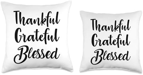 Thankful Grateful Blessed Happy Thanksgiving Day Thankful Throw Pillow - Image 3